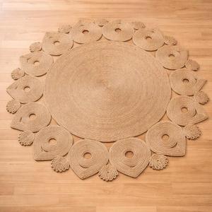 Tapis en jute ethnique nordique fait à la main, tapis de sol tissé, tapis rond en jute pour séjour et salon, provenant d'un exportateur indien - Product Image 2