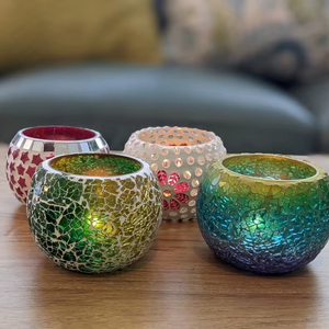 Wholesale Beeswax Mosaic Votive <b>Tealight</b> <b>Candle</b> Holders Handmade Modern Style Highly <b>Scented</b> Christmas Wedding Home Decor - Product Image 1