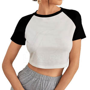 เสื้อยืดเอวลอยแฟชั่นฤดูร้อนสำหรับผู้หญิงเสื้อครอปแขนสั้นดีไซน์ดีวัสดุดี - Product Image 6