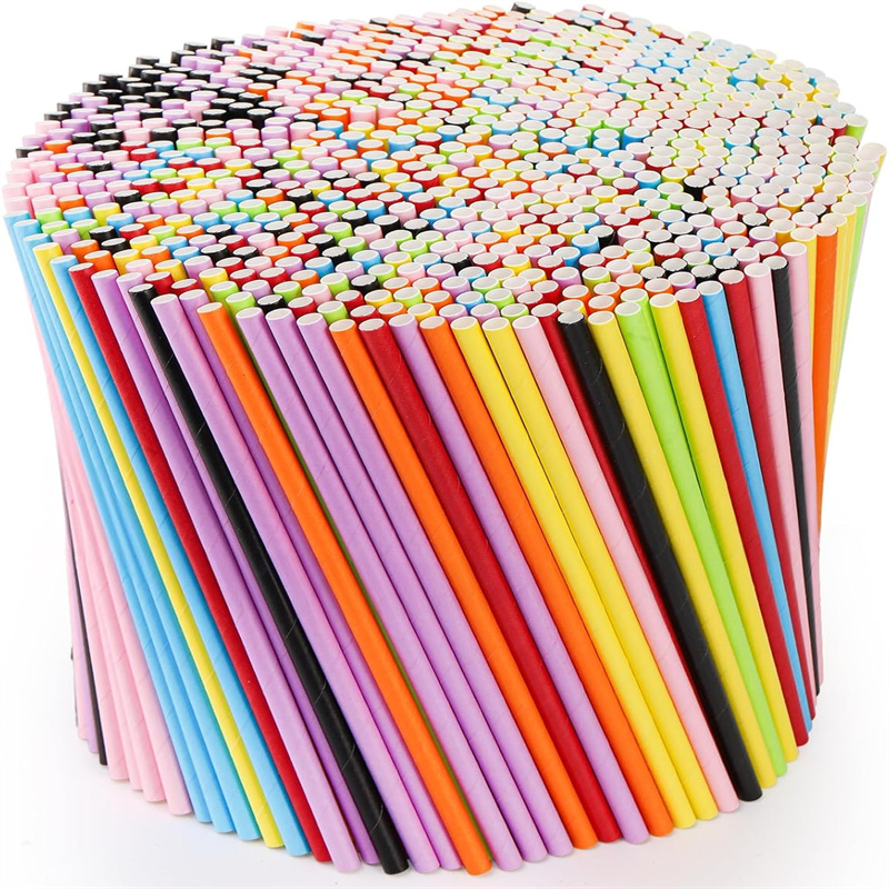 Customs Paper Drinking Straws Assorted Colors Disposable Paper Straws for Mixed Drinks Party Supplies Restaurant Food Service