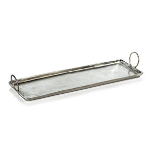 Silver Rectangle Tea Serving <b>Tray</b> in Pure Aluminium <b>with</b> <b>Mirror</b> Finished Perfect for Elegant Food Serving in Hotel & Restaurant - Product Image 1