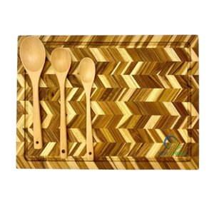 Planche à découper en bois de teck du Vietnam - Design en chevrons pour la maison et les restaurants - Product Image 2
