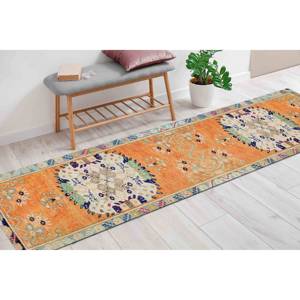 Orange Oushak Style <b>Rug</b>: Bohemian Turkish Decor Printed <b>Rug</b>,<b>Chenille</b> <b>Rug</b> - Product Image 4