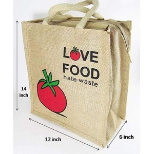 Sac fourre-tout en jute noir de qualité supérieure avec sacs promotionnels à impression personnalisée à vendre - Product Image 6