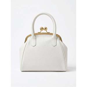 Bolsos de Noche de Cuero Genuino Dollaro, Bolso Estructurado Blanco, Capacidad 1L, Cierre de Solapa, Correa de Anillo, Hecho en Italia, AP IDEA MODA-26078D - Product Image 3