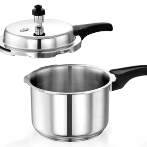 หม้อหุงข้าวแรงดันสูงสแตนเลสพร้อมด้ามเบคไลท์สีดำดีไซน์เรียบง่ายทันสมัยใช้แก๊สและเหนี่ยวนำ - Product Image 1