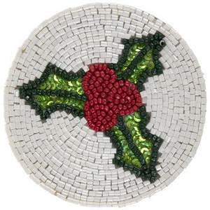 Modern 4-Piece <b>Coaster</b> Set Cuteness Handwork Embroidery Elegant <b>Blue</b> White Beaded Design Stylish Fancy Luxury Tea Table Decor - Product Image 3