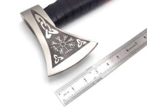 Hache à dos plat en acier à haute teneur en carbone avec manche en bois, qualité industrielle/bricolage, tête personnalisable, dimensions globales pour le camping en extérieur - Product Image 2