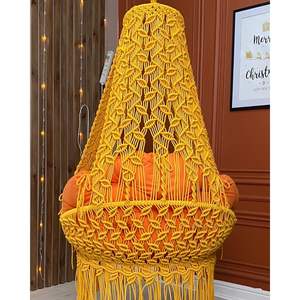 Hermosa Silla Colgante de Macramé con Forma de Hoja, Hecha a Mano, para Patio Exterior, Hamaca, Muebles de Exterior - Product Image 3