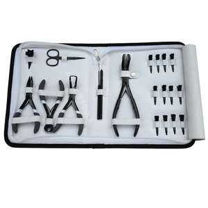 Kit d'outils pour extensions de cheveux : Pince à retirer les micro-anneaux, Pince à sertir pour micro-anneaux, Pince à sertir pour extensions à bandes, Pince à séparer les mèches, Coupe-adhésif, Clips auto-agrippants - Product Image 1