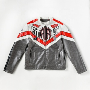 Chaqueta de carreras de cuero con parche bordado de cuero Retro de motocicleta personalizada para hombre chaqueta de invierno 2025 - Product Image 1