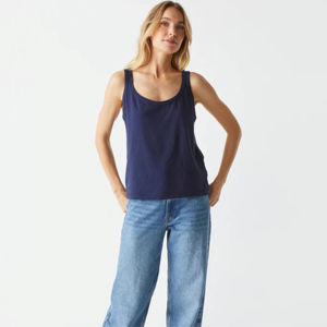 Camiseta sin mangas de mujer con cuello redondo acanalado, a la moda, de verano, color liso, transpirable, elástica, ajuste casual, OEM - Product Image 1