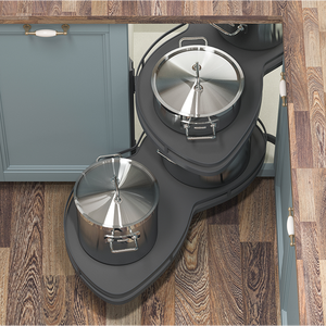 TY Durable 36" Kitchen Lazy Susan <strong>Storage</strong> Blind <strong>Corner</strong> <strong>Unit</strong> Eco-Friendly Grey Minimalist Soft-Close Two-Tier <strong>Storage</strong> in Cabinets - Product Image 2