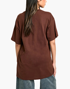 100% algodón de alta calidad, con hombros caídos Camiseta holgada para mujer, camiseta personalizada con logotipo impreso en 3D, camiseta cuadrada de peso pesado para mujer - Product Image 3