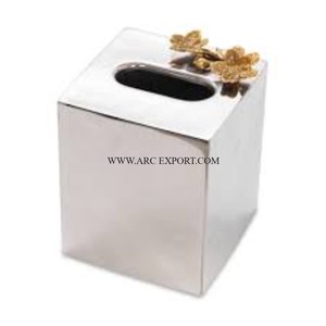 Soporte de almacenamiento de tejido decorativo de mesa de calidad Superior Metal Acero inoxidable Plata Ware Classic New Fancy Tissue Dispenser - Product Image 1