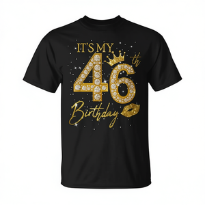 เสื้อยืดราชินีสำหรับวันเกิดครบรอบ 46 ปี เสื้อยืดวันเกิดครบรอบ 46 ปี รุ่นโปรโมชั่นมงกุฎ "อายุ 46 ปีของฉัน" - Product Image 2