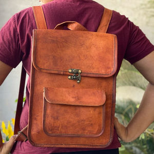 Mochila Vintage de cuero de cabra para hombre y mujer, bolso de mensajero de dos en uno, hecho a mano, Unisex - Product Image 1