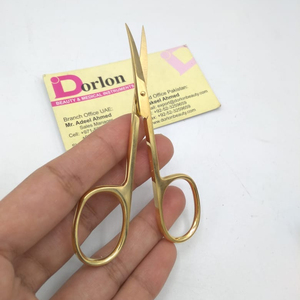 Professional Gold Plated <b>Nail</b> Scissor Stainless Steel Custom Logo Curved Blade Manicure Scissor High Quality Cuticle Scissor - Product Image 1