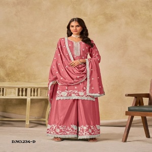 Traje Salwar de Seda Chinnon con Bordado Especial para Eid, Compra en Línea en India al Precio Más Bajo, Fabricante de Moda Femenina - Product Image 1