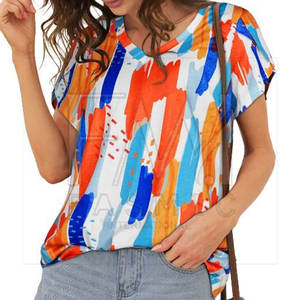 Personalizable Mujer Única agujero decoración nuevos estilos Simple rayas de punto cuello redondo Camiseta Streetwear Pekín camiseta - Product Image 5