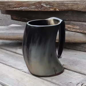 Tasse Viking en corne de buffle naturelle de haute qualité fabriquée à la main Vintage Drinkware Sculpture animale polie par l'artisanat en croissant - Product Image 2