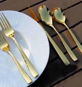 Ensemble de couverts à manche martelé en acier inoxydable cuillère fourchette couteau parfait pour les restaurants hôtel et complexe de l'Inde - Product Image 2