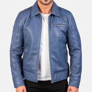 2025เสื้อแจ็กเก็ตหนังผู้ชายทรงสลิมฟิตแบบลำลองคอปกตั้งซิปหน้าพร้อมกระเป๋าด้านข้าง - Product Image 1