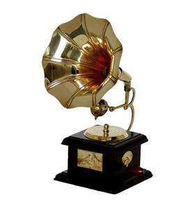 Pièce maîtresse décorative de Gramophone en laiton traditionnel pour l'affichage de bureau à domicile Accent de Style rétro pour le thème de décor classique - Product Image 1