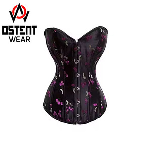 Fait sur mesure en gros pour les femmes Overbust Corset imprimé fleuri sans bretelles Vintage Sexy mode Corset Overbust Fitness Corset - Product Image 3