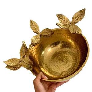 Elegant Hammered Metal Round <b>Dessert</b> <b>Bowl</b> Classic Kitchenware with Polished Finish for Party Serving - Product Image 4