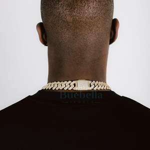 Collar de eslabones cubanos chapado en oro de 19mm para hombre, estilo Hip Hop con Baguette de plata 925 VVS Moissanite y joyería de diamantes - Product Image 2