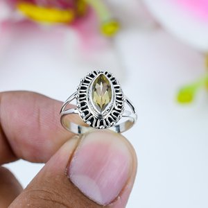 Anillo de plata de ley sólida 925 hecho a mano con bisel de piedras preciosas de citrino natural, joyería con incrustaciones para bodas y fiestas - Product Image 3