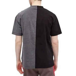 Wholesale Men's Vintage Oversize Acid Wash T-<b>Shirt</b> Custom Logo Two Tone <b>Patchwork</b> Puff Printing 100% Cotton Eco-Friendly - Product Image 3
