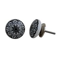 Vente en gros boutons en céramique pour chambre d'enfants noir Shabby Chic Pulls marguerite plat cuisine armoire mignon tiroir 3.81 cm CK-938