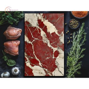 เขียงหินอ่อนโบราณดีไซน์เนอร์สำหรับเครื่องครัวเขียงทรงสี่เหลี่ยมผืนผ้าดีไซน์สีขาวและสีแดงหินอ่อน - Product Image 3