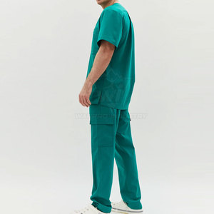 Uniforme d'hôpital pour hommes, léger et durable, avec chemise de travail à coupe flexible et pantalon cargo fonctionnel pour le travail quotidien - Product Image 5