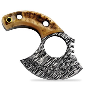 Couteau à pizza en acier damas avec logo personnalisé de haute qualité coupe-hache en bois industriel durable pour une utilisation gastronomique en plein air - Product Image 1