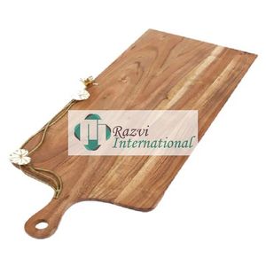 Offre Spéciale cuisine de boucher bio personnalisé grande planche à découper en bois de manguier épais fin grain en bois avec fleur dorée - Product Image 2