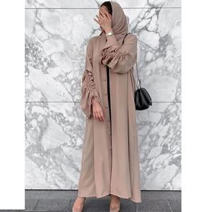 Abaya modeste de style arabe 2023 Kaftan turc EID modeste vêtements islamiques Dubaï élégant brillant soie ouvert Abaya femmes robe musulmane - Product Image 6