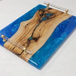 Nouvel arrivage de cendrier en résine époxy et bois de forme carrée au design moderne avec logo de couleur personnalisé portable pour l'intérieur et l'extérieur - Product Image 3