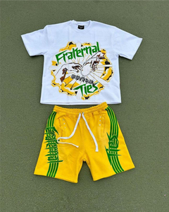 Sweat-shirt avec logo personnalisé pour hommes, impression haute visibilité, ensemble short et t-shirt, survêtement avec impression unique - Product Image 1