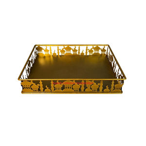 Plateau de service en métal doré pour le Ramadan, étoile de lune, pour décor de festival islamique, assiette à dessert polyvalente et cadeau de décoration pour la maison - Product Image 5