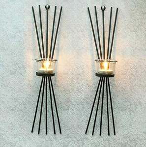 Black Metal Wall Sconce <b>Candle</b> <b>Holders</b> And Tealight for Home and Office Decor Wedding Party Events Decorative made india - Product Image 2