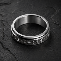 Anillo Giratorio JLM Premium Vintage con Diseño de Flor Celestial para Mujeres y Hombres, Regalo Antiestrés, Anillo de Boda