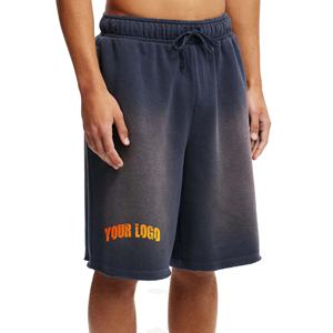 Pantalones Cortos Largos para Hombre con Lavado Ácido y Logotipo Bordado Personalizado, Cómodos, de Felpa Francesa 100% Algodón, de Gran Gramaje - Product Image 1