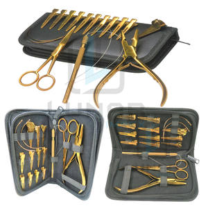 Pince d'extension de cheveux couleur plasma or rose kit d'outils avec étiquetage de marque personnalisé petit étui en cuir gratuit inclus - Product Image 6