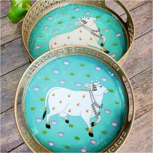 ถาดโลหะพิมพ์เคลือบพร้อมโถตกแต่งบ้านของขวัญแต่งงานของชำร่วยของชำร่วยของชำร่วยคืนของขวัญดิวาลี - Product Image 6