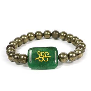 Bracelet bohème en perles rondes de 8 mm avec symbole Zibu en quartz plaqué or pour unisexe - Product Image 4