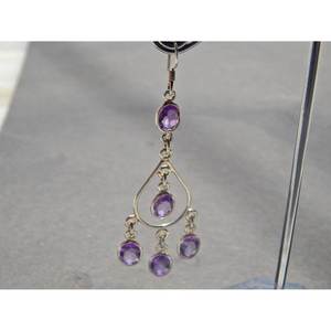 Boucles d'oreilles élégantes en argent 925 faites à la main avec cadeau de pierre précieuse d'améthyste à facettes pour les femmes - Product Image 4