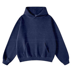Sudadera con capucha de lana para adultos Unisex estilo Hip Hop hombres de lujo de gran tamaño desgastado Stone Wash Sudadera con capucha con logotipo estampado - Product Image 4